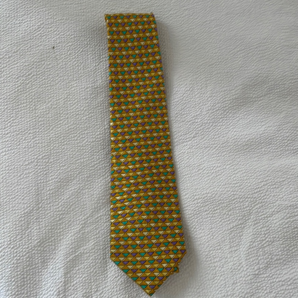 Men’s Missino Silk Tie. Yellow, Purple, Green